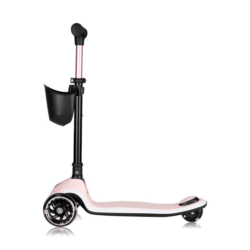 Lionelo Trotineta pentru copii Mey Roz ultrapliabila cu lumini si cosulet maner ajustabil pe inaltime 3 ani+ pana la 50 kg ultra usor 2.8 kg conform cu standardul EN71-123 certificata Intertek