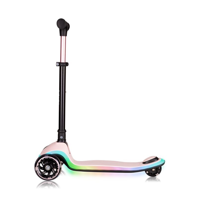 Lionelo Trotineta pentru copii Mey Roz ultrapliabila cu lumini si cosulet maner ajustabil pe inaltime 3 ani+ pana la 50 kg ultra usor 2.8 kg conform cu standardul EN71-123 certificata Intertek