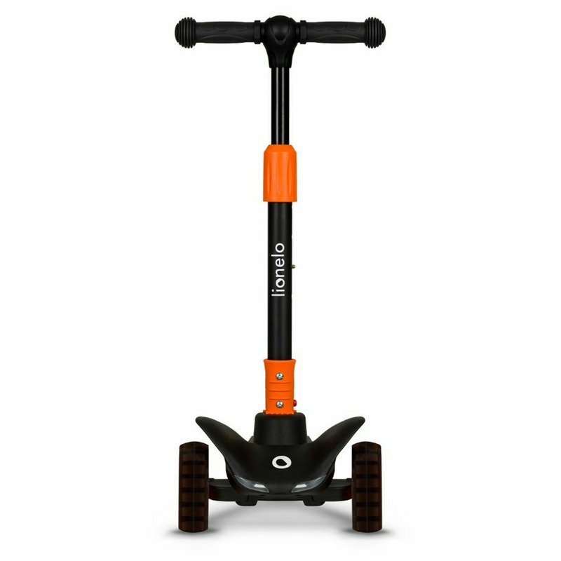 Lionelo Trotineta Timy PortocaliuNegru cu 3 roti LED ghidon reglabil pliabila platforma antiderapanta greutate suportata 50 kg varsta 3 ani+