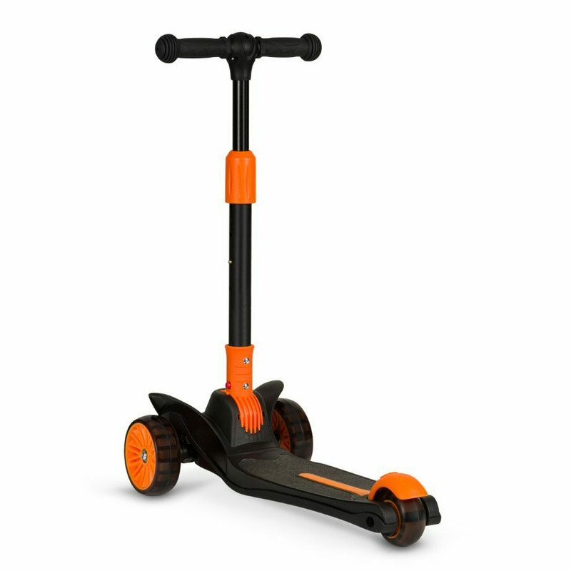 Lionelo Trotineta Timy PortocaliuNegru cu 3 roti LED ghidon reglabil pliabila platforma antiderapanta greutate suportata 50 kg varsta 3 ani+
