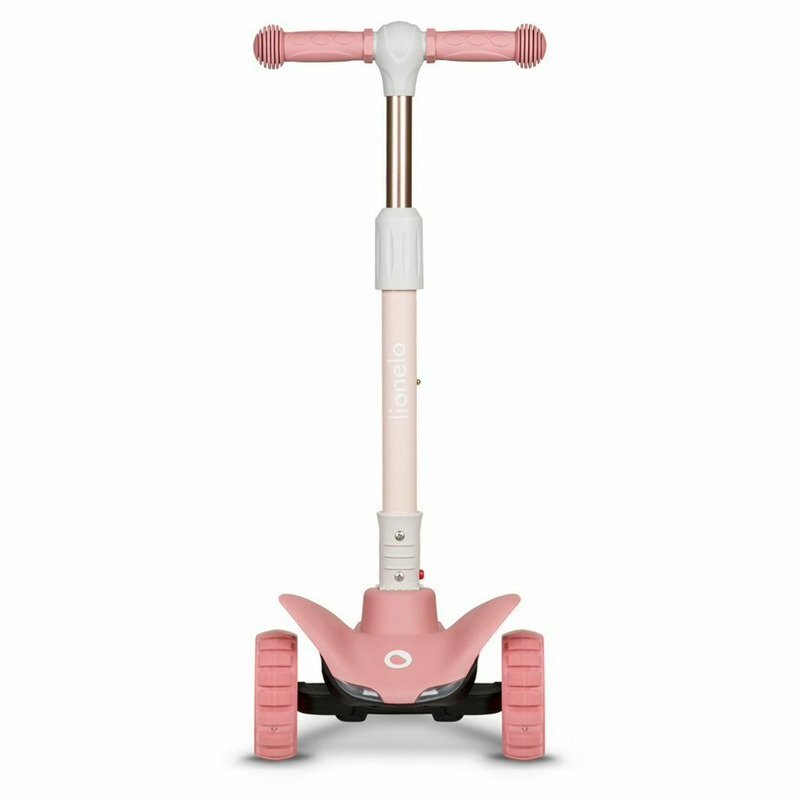 Lionelo Trotineta Timy Roz cu 3 roti LED ghidon reglabil pliabila platforma antiderapanta greutate suportata 50 kg varsta 3 ani+