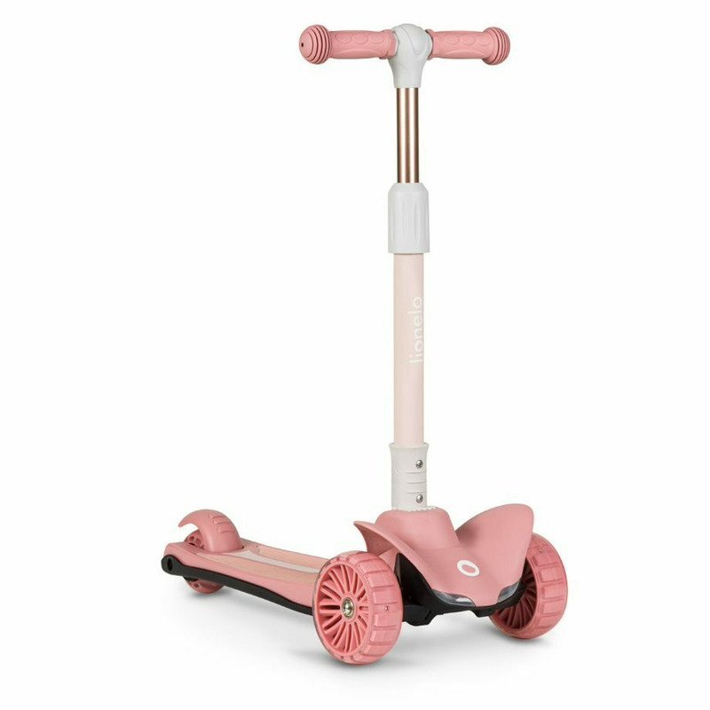 Lionelo Trotineta Timy Roz cu 3 roti LED ghidon reglabil pliabila platforma antiderapanta greutate suportata 50 kg varsta 3 ani+