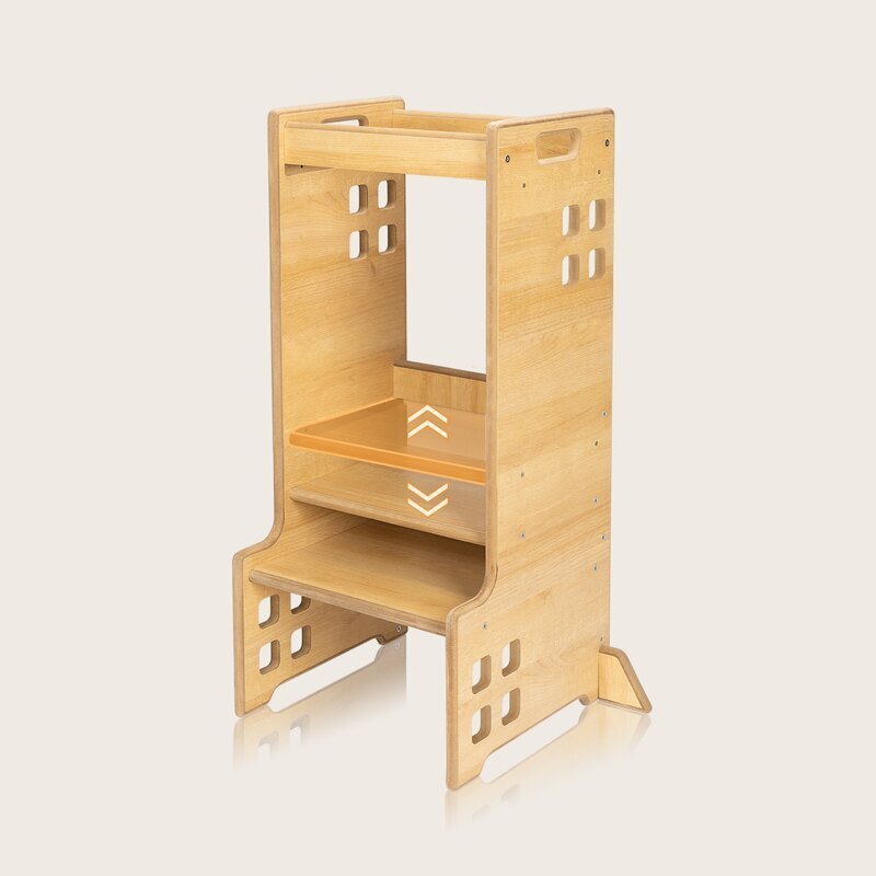 Lionelo Turn de invatare Montessori Cass Alb functie de raft pentru carti pana la 30 kg 1-6 ani din MDF si furnir 3 trepte de inaltime