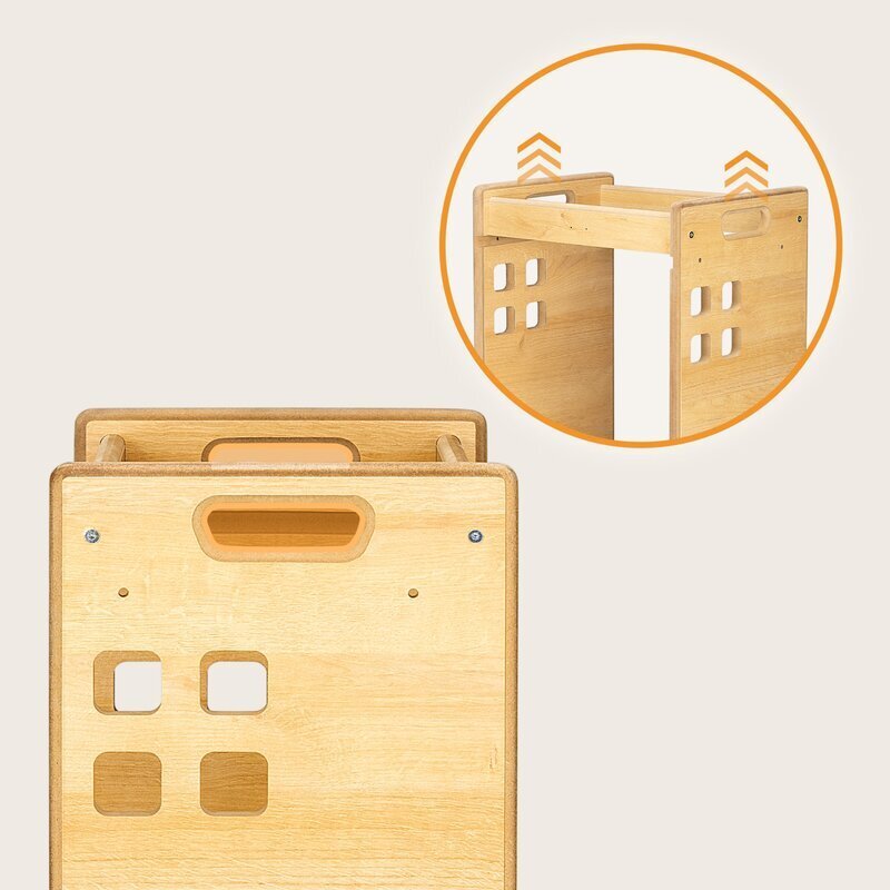 Lionelo Turn de invatare Montessori Cass Alb functie de raft pentru carti pana la 30 kg 1-6 ani din MDF si furnir 3 trepte de inaltime