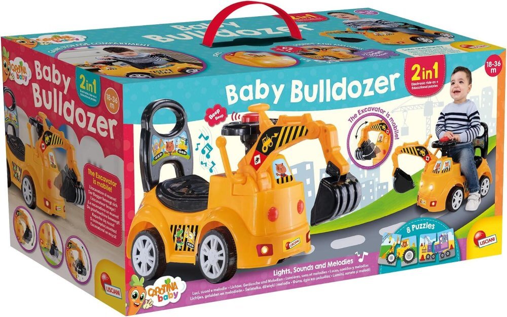 LISCIANI Masinuta pentru copii Ride On 2 in 1 Buldozer cu lumini si efecte sonore