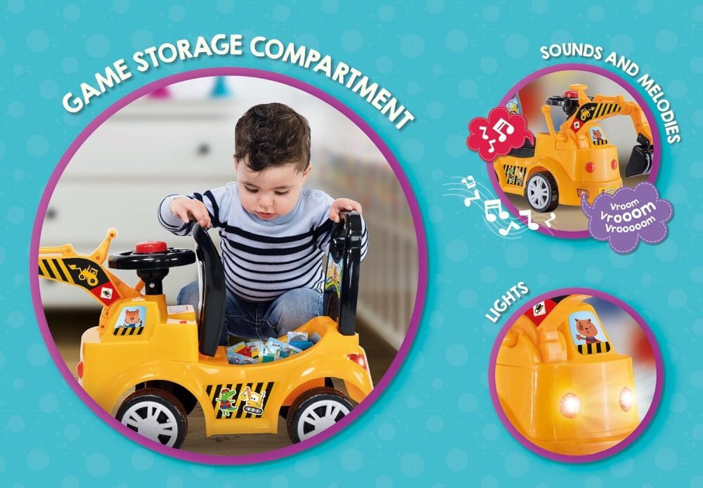 LISCIANI Masinuta pentru copii Ride On 2 in 1 Buldozer cu lumini si efecte sonore