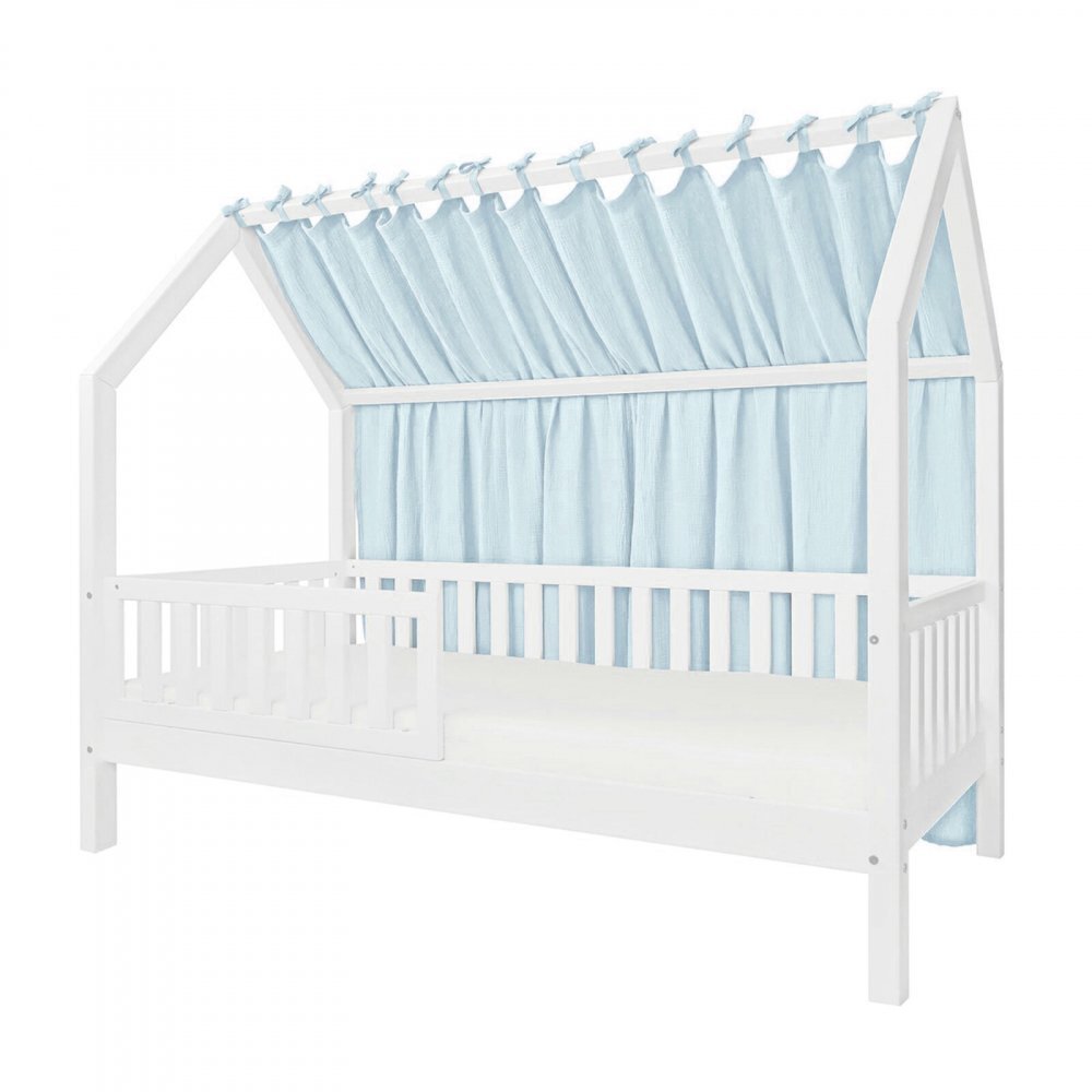 Little Amy Baldachin lateral din muselina pentru pat tip casuta Albastru deschis 160x155 cm