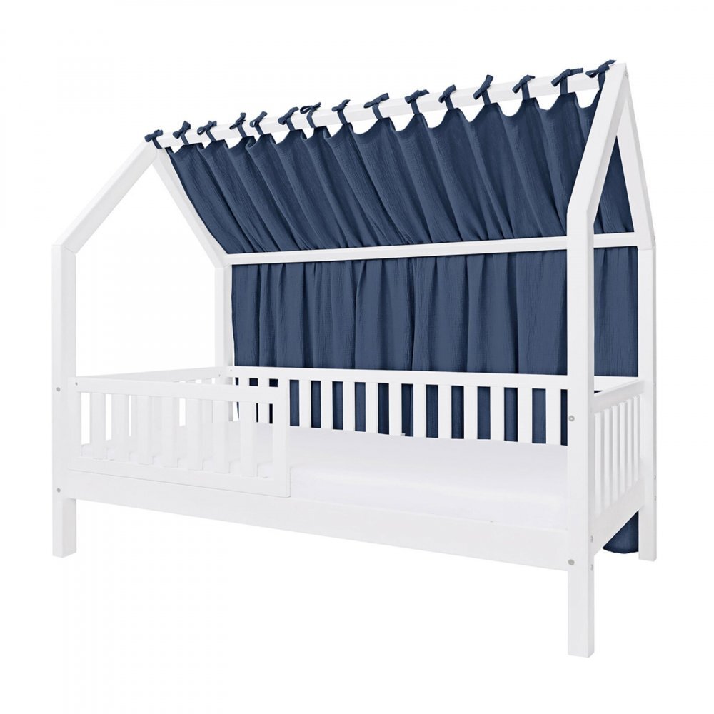 Little Amy Baldachin lateral din muselina pentru pat tip casuta Albastru inchis 140x155 cm