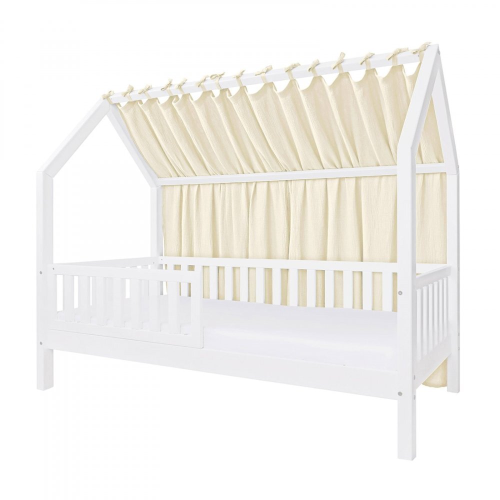 Little Amy Baldachin lateral din muselina pentru pat tip casuta Crem 140x155 cm