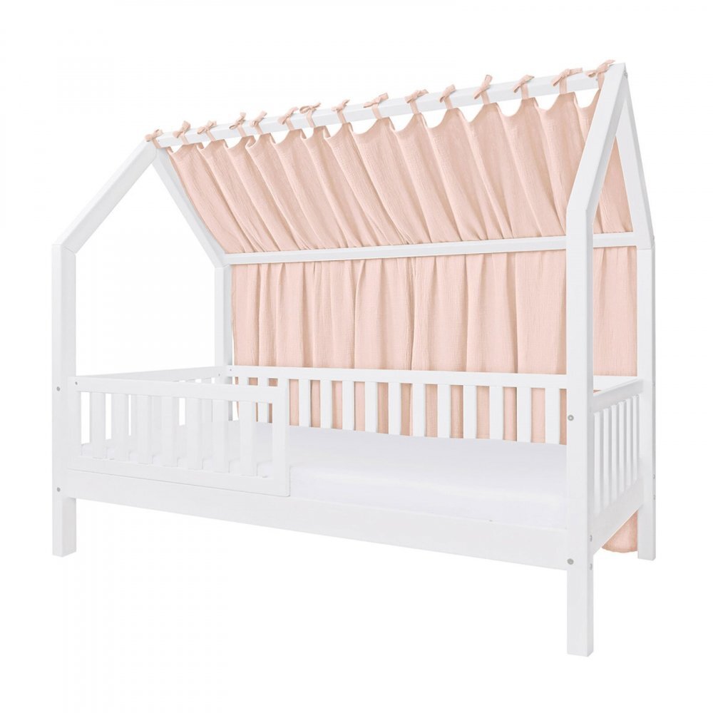 Little Amy Baldachin lateral din muselina pentru pat tip casuta Somon 140x155 cm