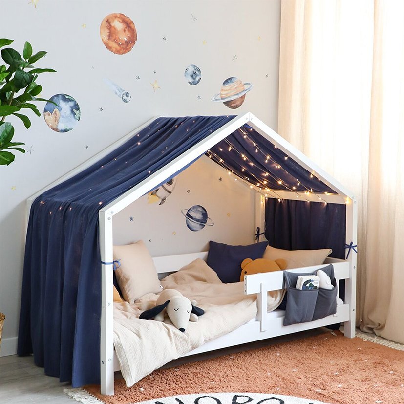 Little Amy Baldachin muselina pentru pat tip casuta Albastru inchis 400 cm