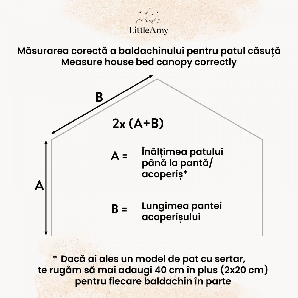 Little Amy Baldachin muselina pentru pat tip casuta Bej 300 cm