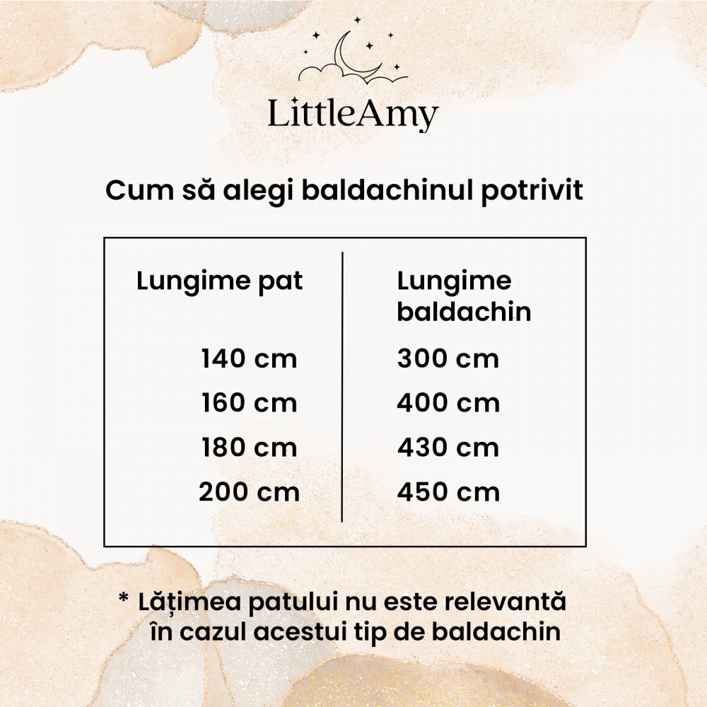 Little Amy Baldachin muselina pentru pat tip casuta Camel 450 cm