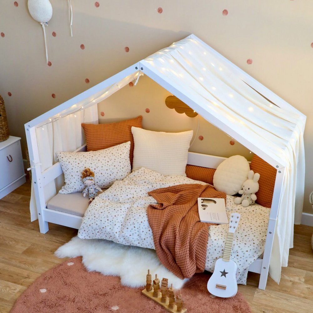 Little Amy Baldachin muselina pentru pat tip casuta Crem 300 cm