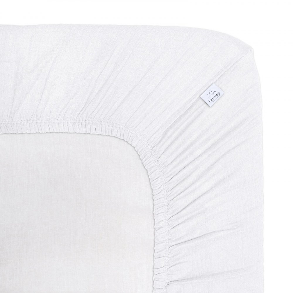 Little Amy Cearceaf muselina organica cu elastic Alb 90 x 200 cm