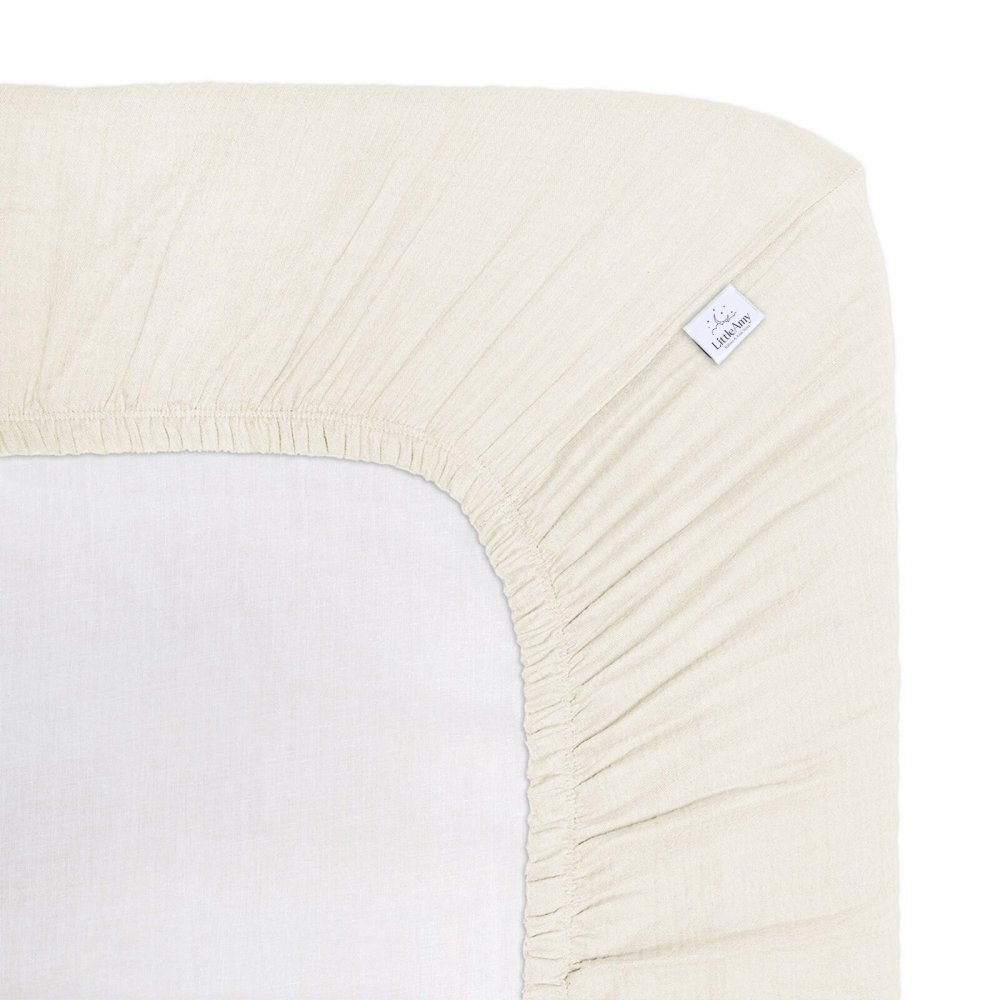 Little Amy Cearceaf muselina organica cu elastic Crem 60 x 120 cm
