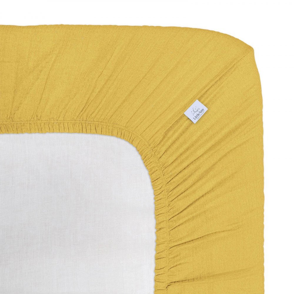 Little Amy Cearceaf muselina organica cu elastic Galben 60 x 120 cm