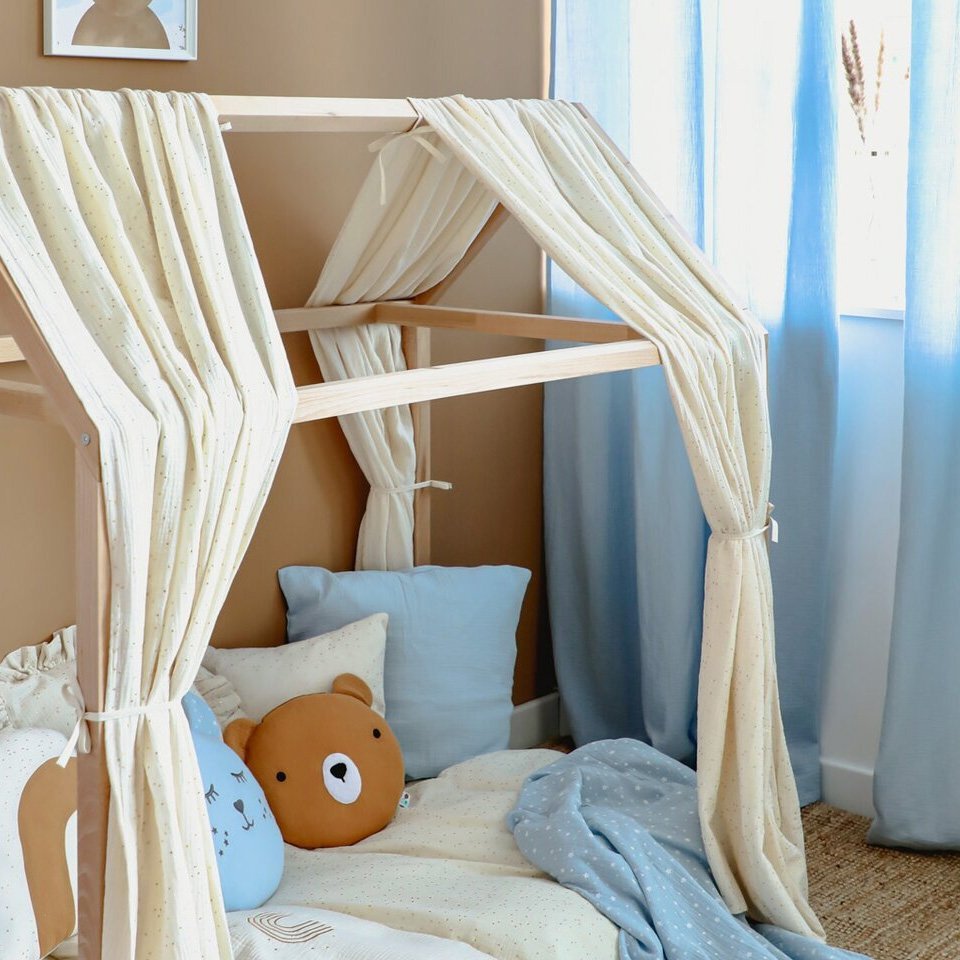 Little Amy Draperie din muselina organica Albastru deschis 125x240 cm 1 bucata