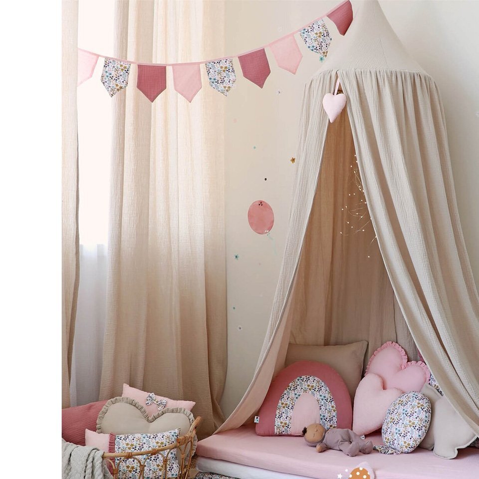 Little Amy Draperie din muselina organica Bej 125x240 cm 1 bucata