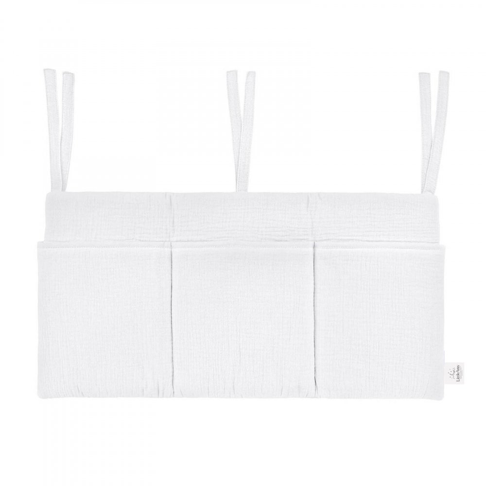 Little Amy Organizator suspendat din muselina pentru pat 60 x 30 cm Alb
