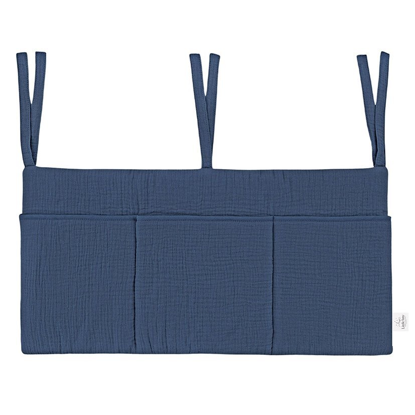Little Amy Organizator suspendat din muselina pentru pat 60 x 30 cm Bleumarin