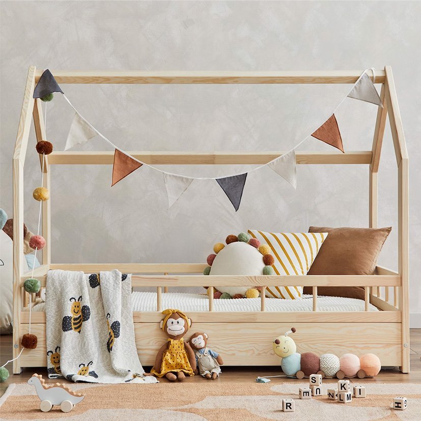 Little Amy Pat pentru copii casuta Montessori MonteHouse Natur 90 x 180 cm