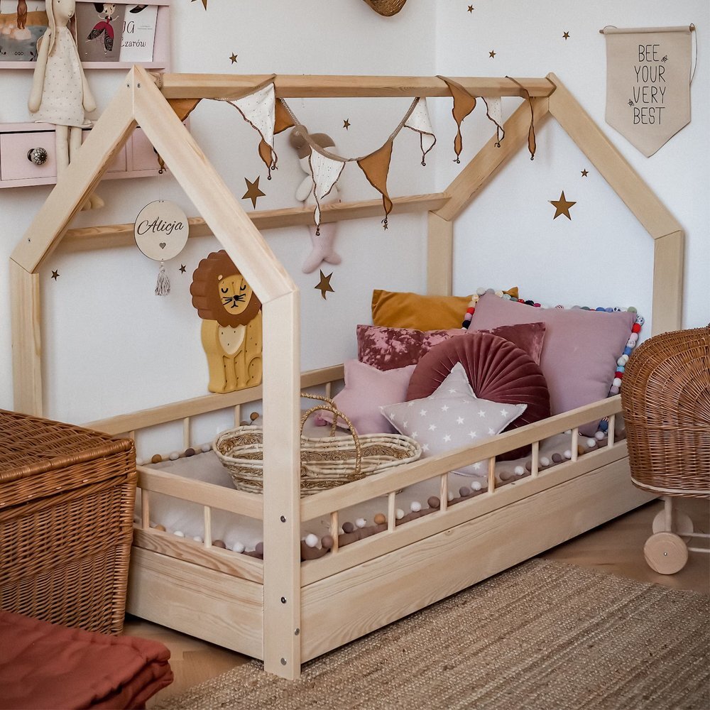 Little Amy Pat pentru copii casuta Montessori MonteHouse Natur 90 x 180 cm