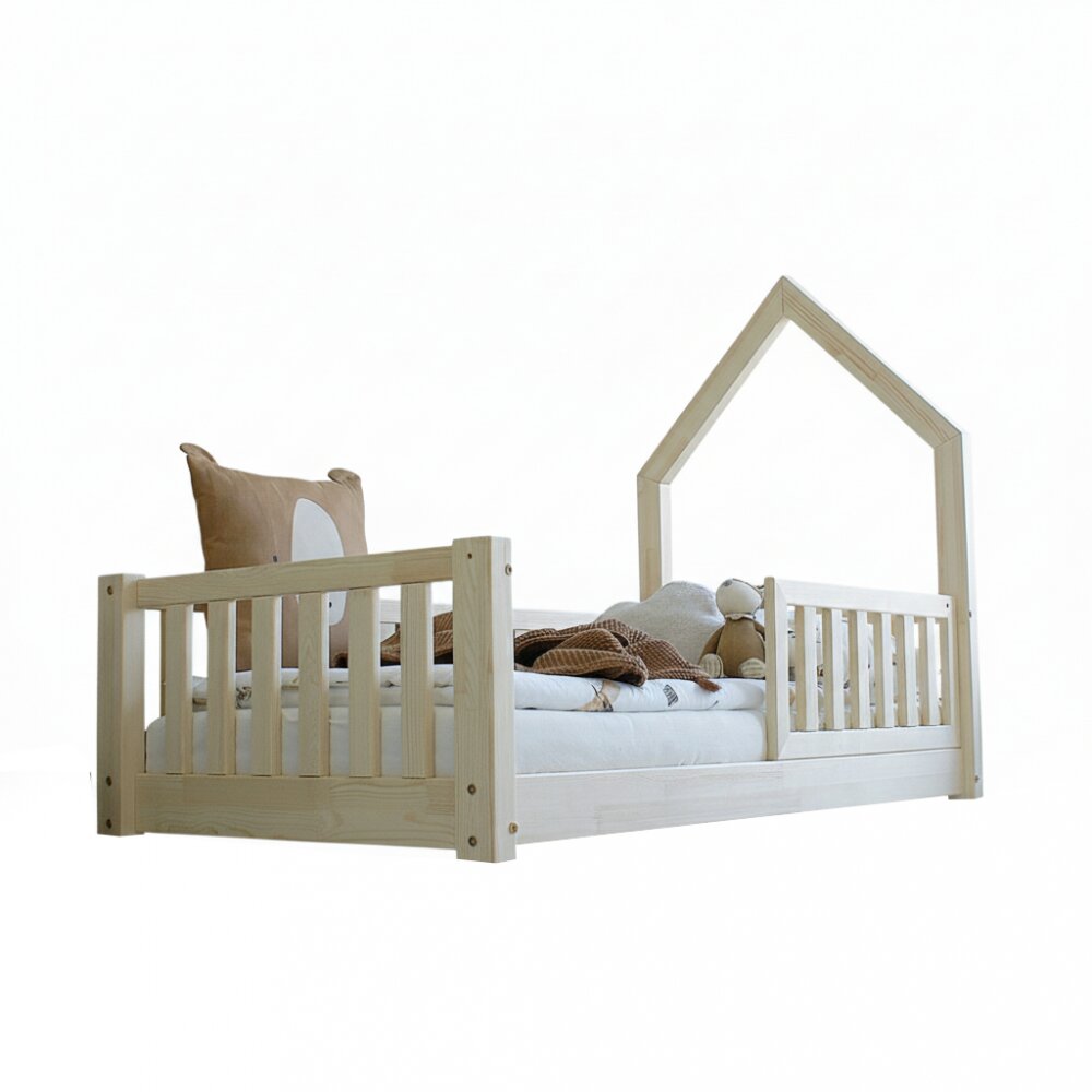 Little Amy Pat pentru copii casuta montessori Mossy balustrade cu bare plate Natur 90x180 cm