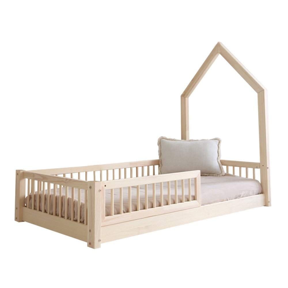 Little Amy Pat pentru copii casuta montessori Mossy balustrade cu bare rotunde Natur 120x200 cm