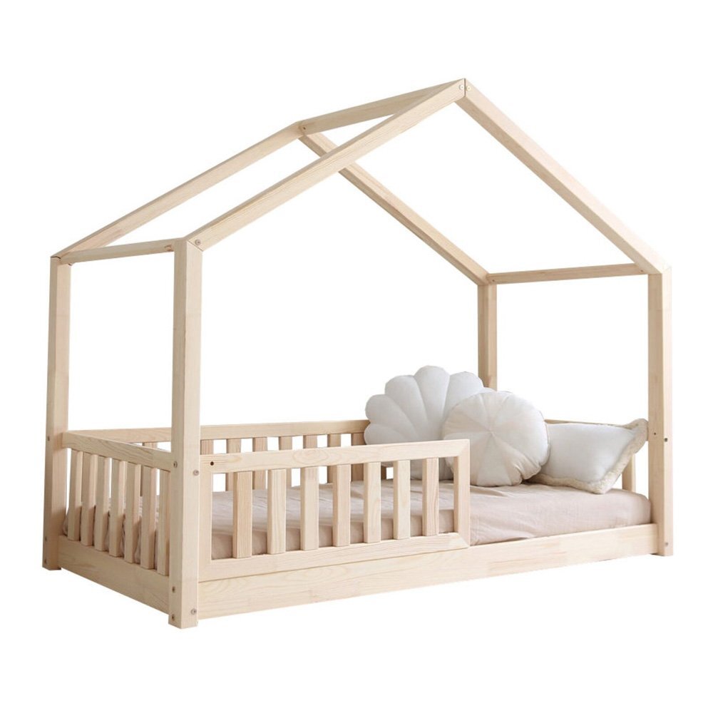 Little Amy Pat pentru copii casuta montessori Stillwood Cottage balustrade cu bare plate Natur 80x160 cm