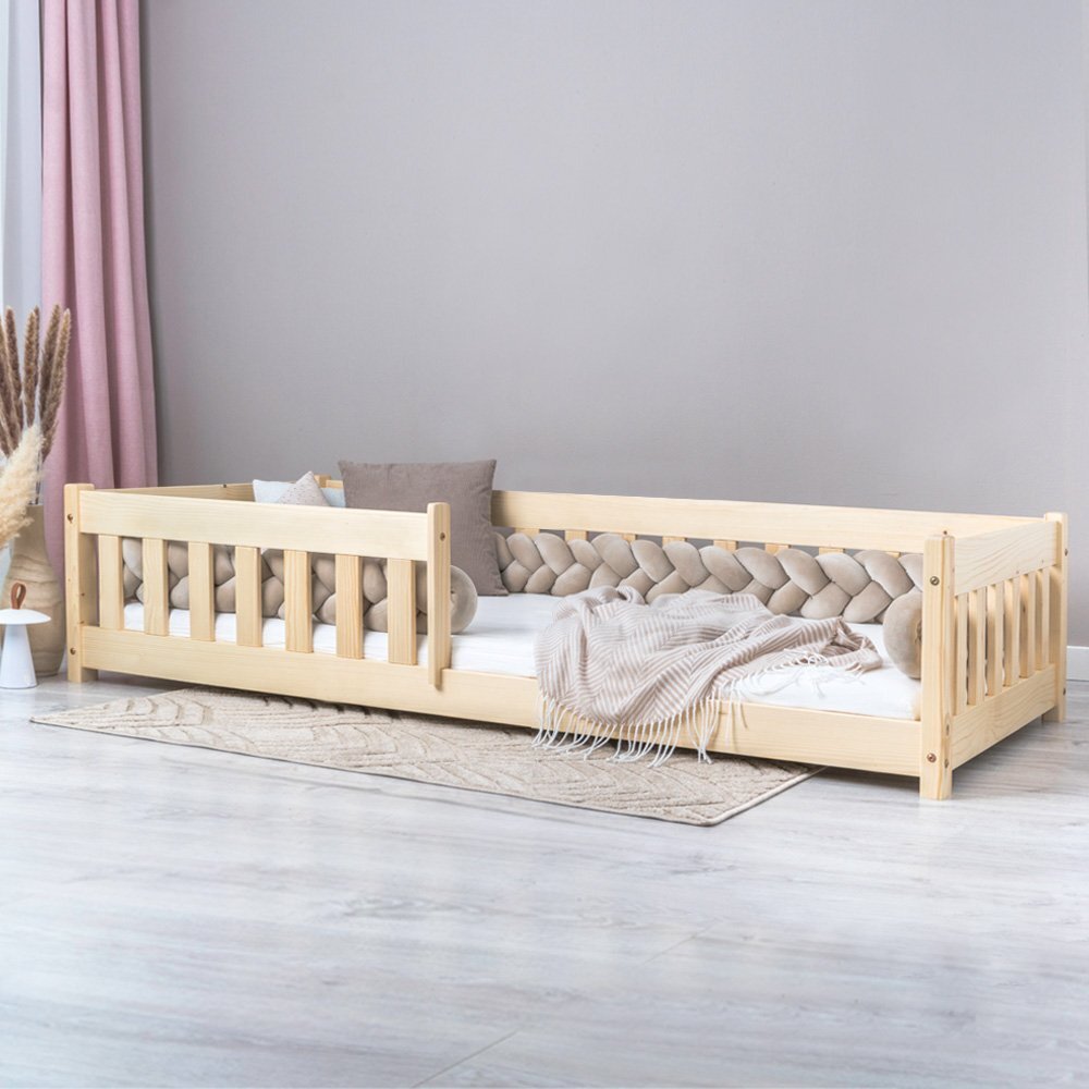 Little Amy Pat pentru copii Montessori cu balustrada Charlie balustrade cu bare plate Natur 90 x 200 cm