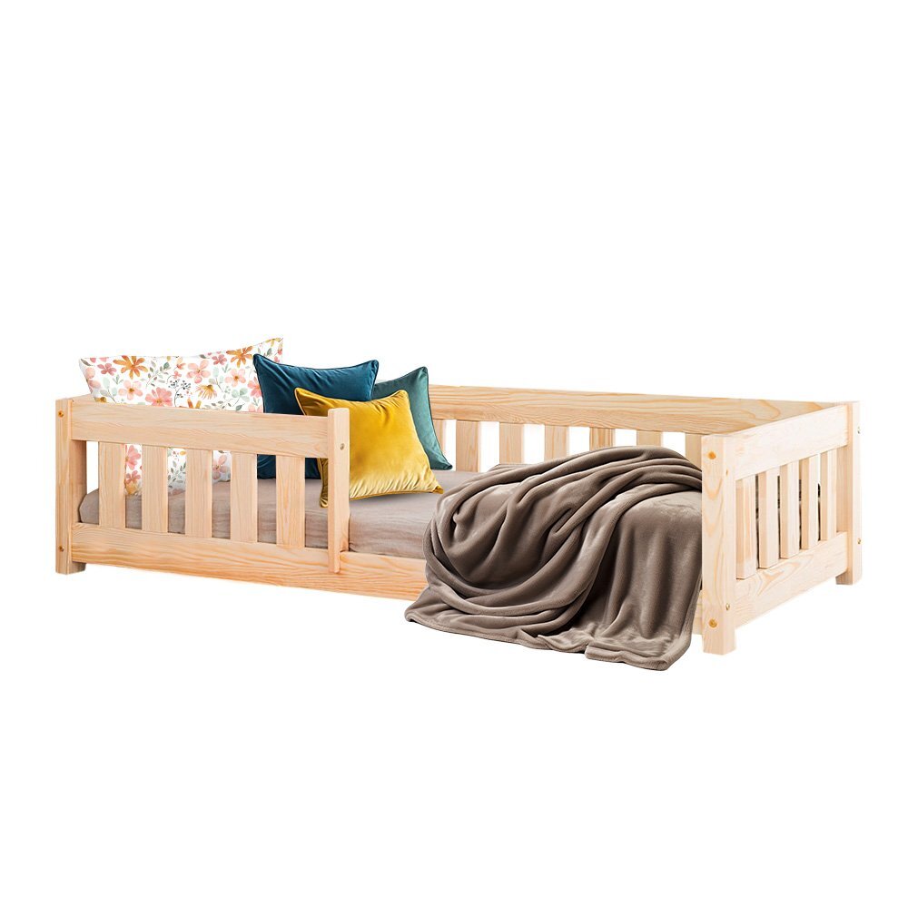 Little Amy Pat pentru copii Montessori cu balustrada Charlie balustrade cu bare plate Natur 90 x 200 cm