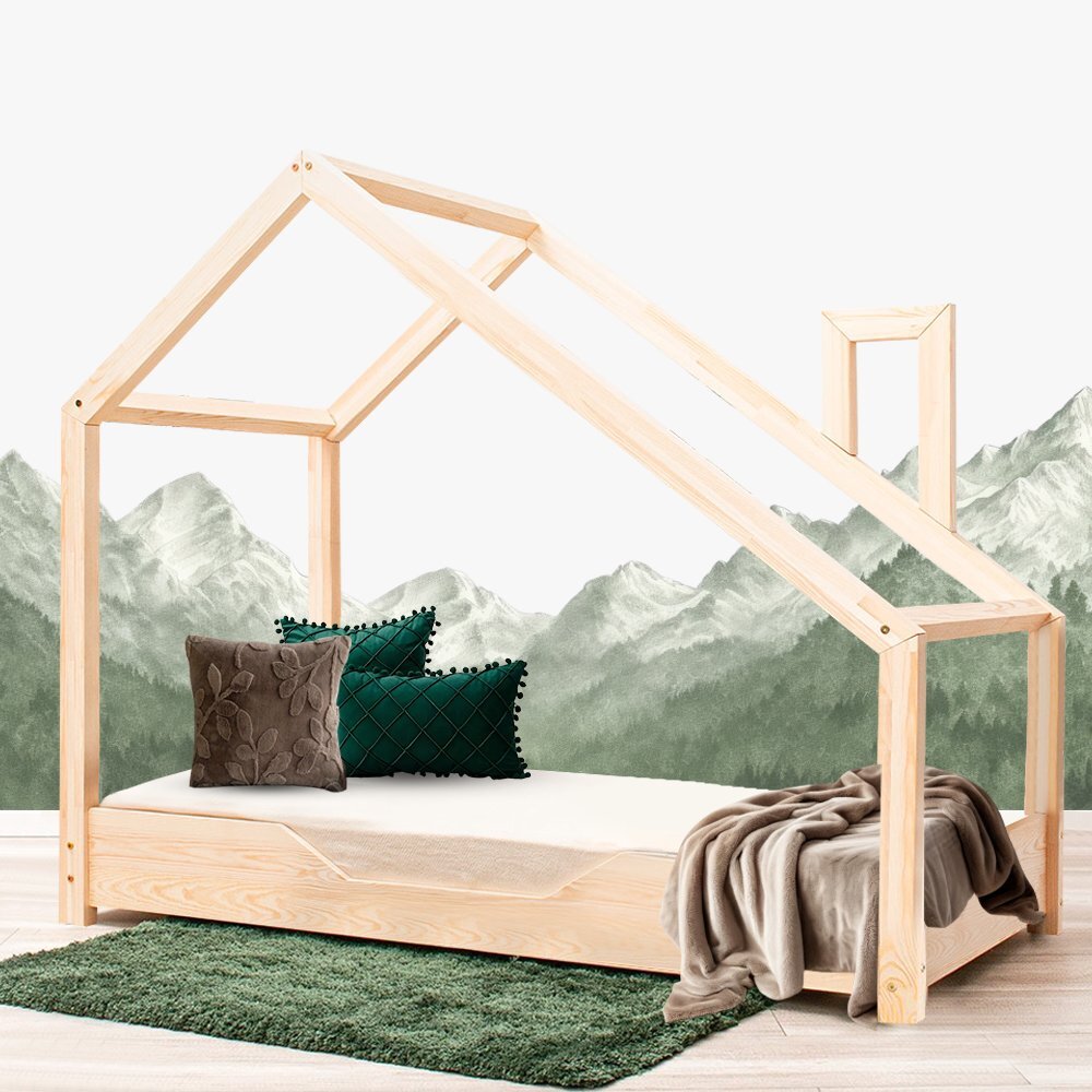 Little Amy Pat pentru copii Montessori tip casuta LittleAmy Dream Natur 90 x 200 cm