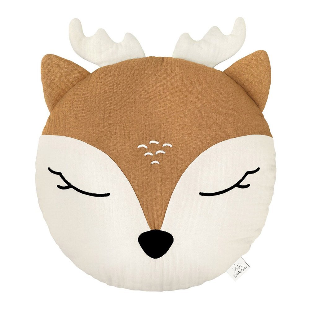 Little Amy Perna decorativa din muselina Bambi cu cornite Camel 30 cm