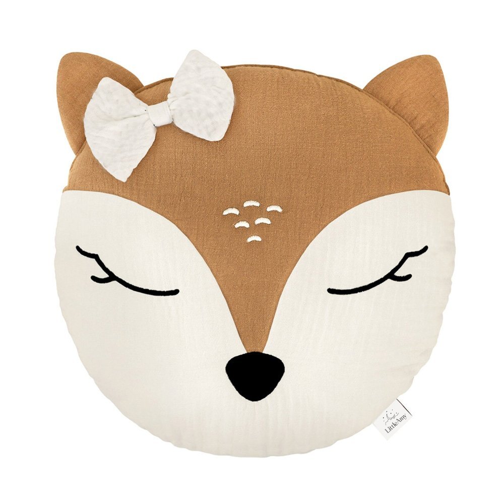 Little Amy Perna decorativa din muselina Bambi cu fundita Camel 30 cm