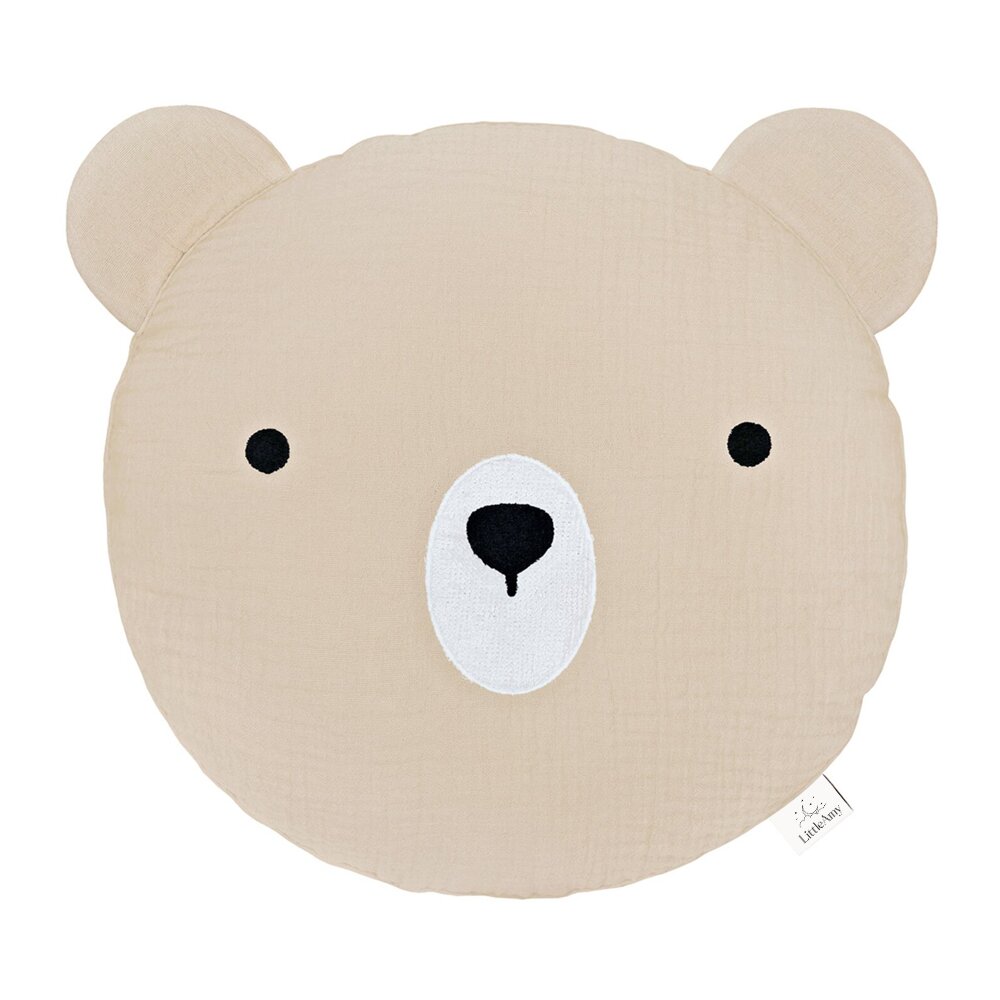 Little Amy Perna decorativa din muselina Ursulet Bej deschis 30 cm