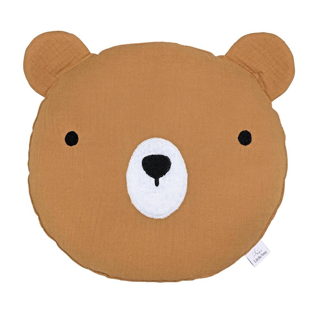 Little Amy Perna decorativa din muselina Ursulet Camel 30 cm