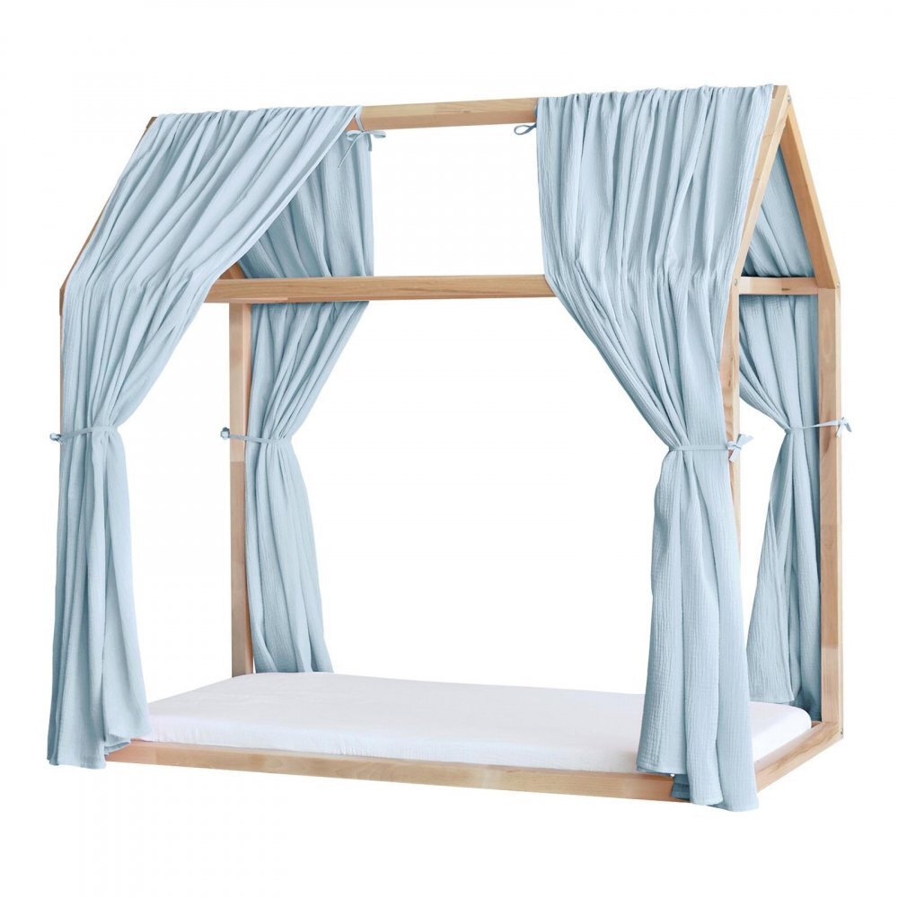 Little Amy Set 2 baldachine muselina pentru pat tip casuta Albastru deschis 2x315 cm pentru pat 90x180 cm