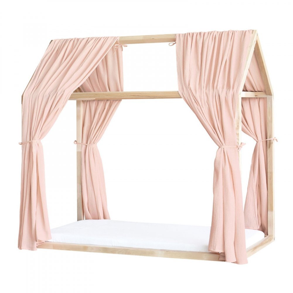 Little Amy Set 2 baldachine muselina pentru pat tip casuta Somon 2x300 cm pentru pat 80x160 cm
