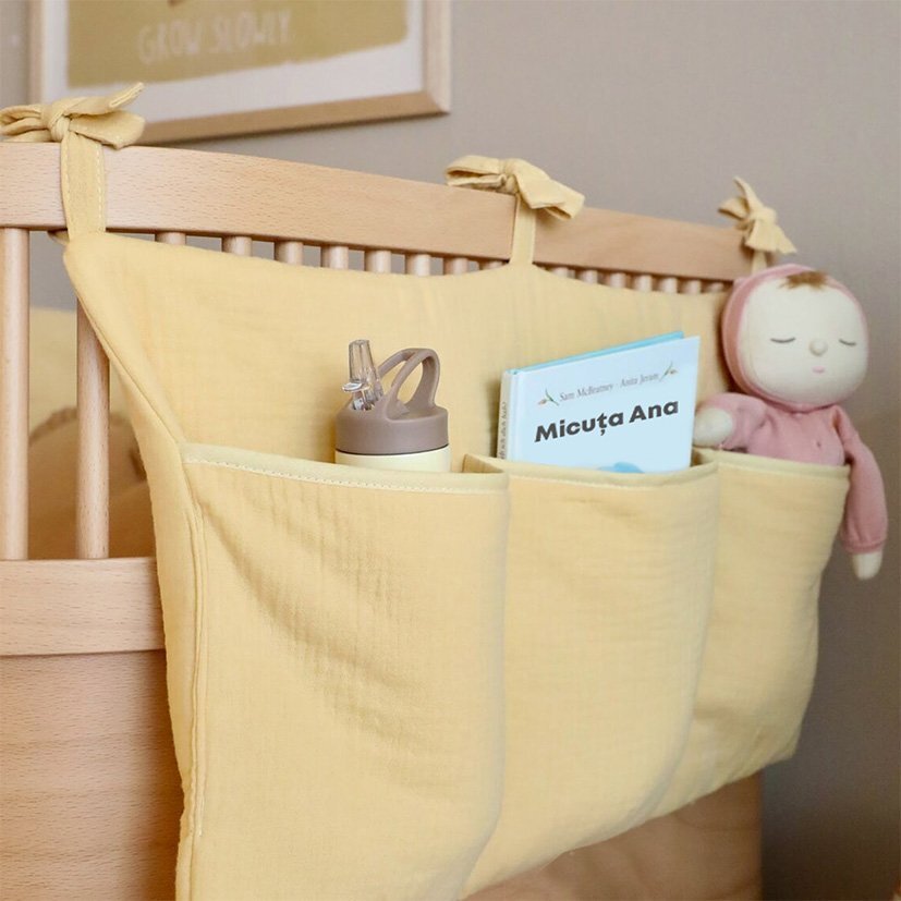 Little Amy Set draperii din muselina organica Camel 125x240 cm 2 bucati