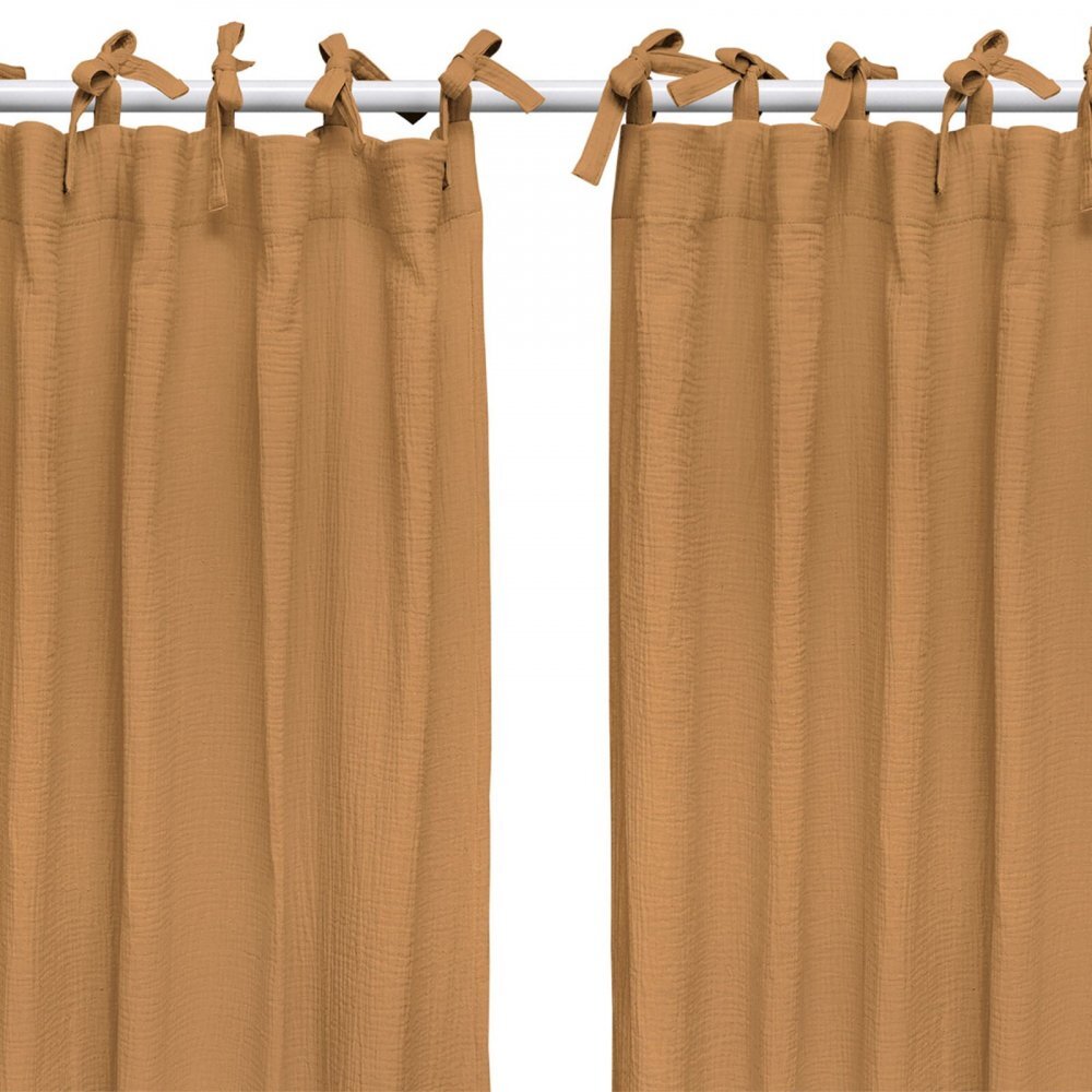 Little Amy Set draperii din muselina organica Camel 125x240 cm 2 bucati