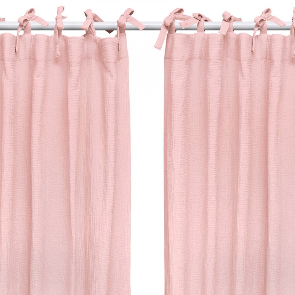 Little Amy Set draperii din muselina organica Roz 125x240 cm 2 bucati