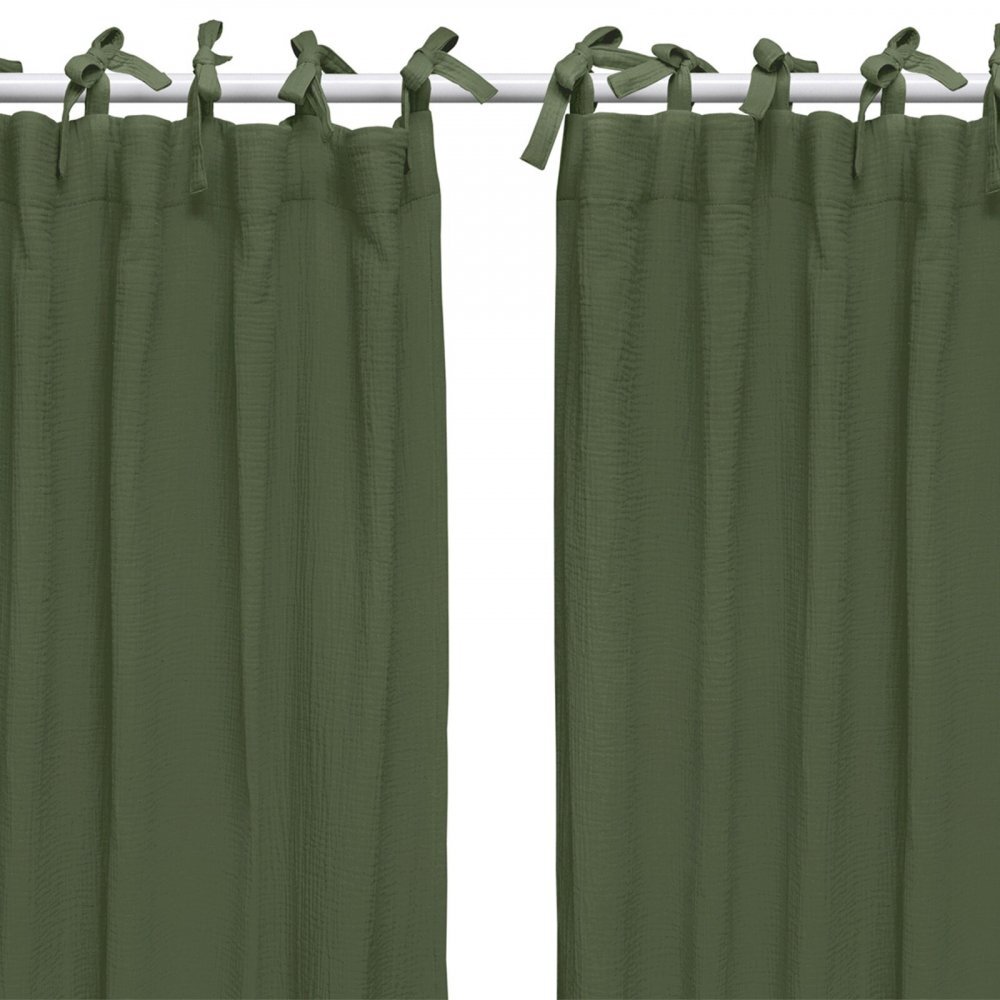Little Amy Set draperii din muselina organica Verde 125x240 cm 2 bucati