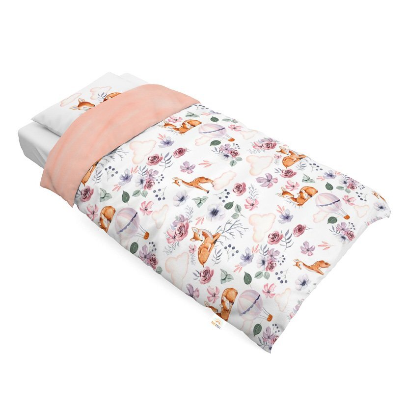 Little Amy Set lenjerie de pat single din bumbac Natura Roz pulbere 90x120 cm