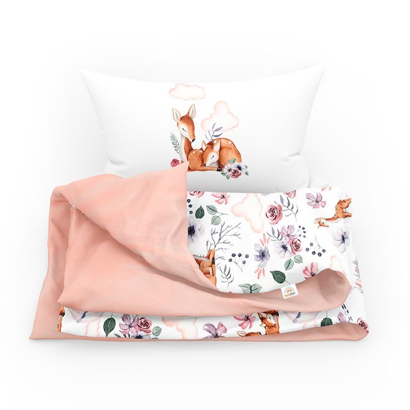 Little Amy Set lenjerie de pat single din bumbac Natura Roz pulbere 90x120 cm