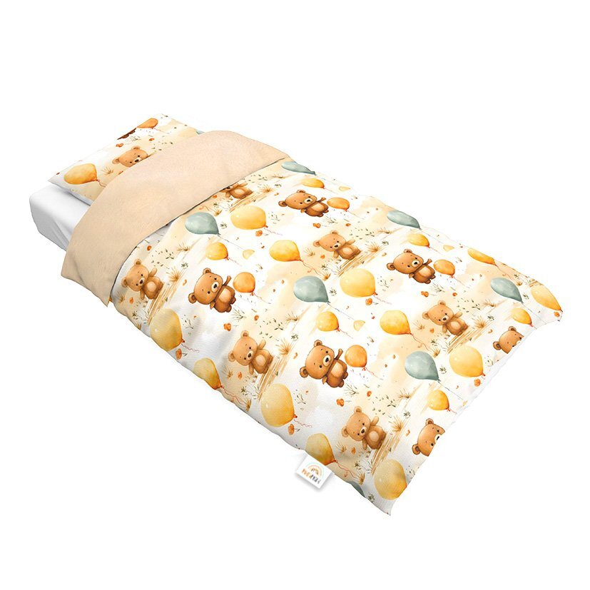 Little Amy Set lenjerie de pat single din bumbac Ursuleti cu baloane 90x120 cm