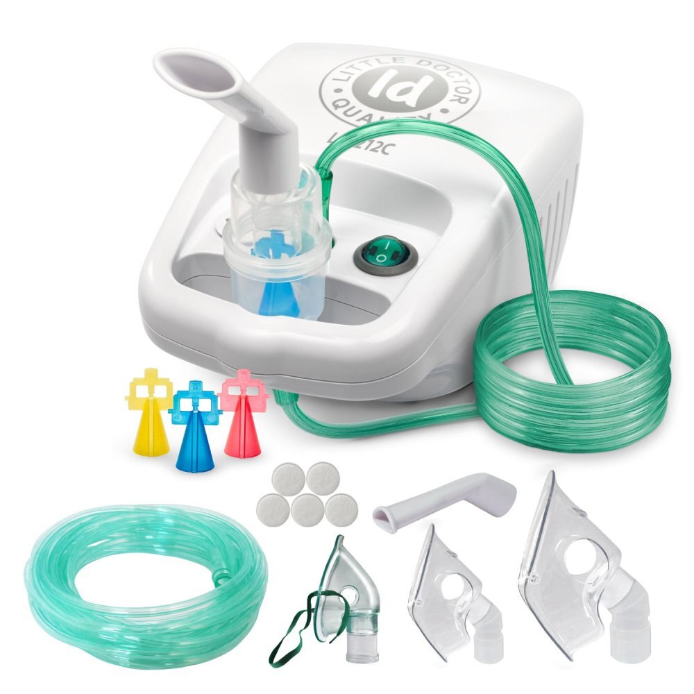 Little Doctor Aparat aerosoli cu compresor LD-212C Pro Alb cu 3 masti 3 dispensere furtun 6 metri