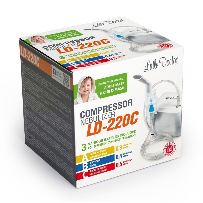 Little Doctor Aparat aerosoli cu compresor LD-220C 3 dispensere pentru reglarea dimensiunii