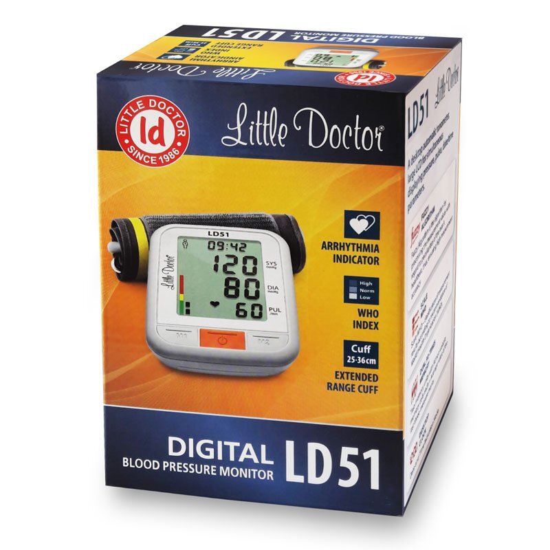 Little Doctor Tensiometru electronic de brat LD 5 afisaj XXL detector aritmie indicator WHO