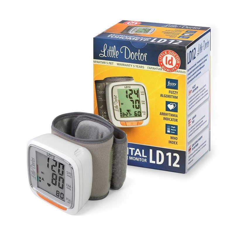 Little Doctor Tensiometru electronic de incheietura LD 12 detectare aritmie indicator WHO afisare data si ora